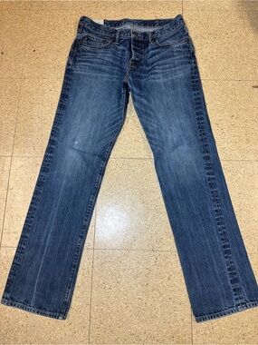 Abercrombie & Fitch Mens Button Fly Classic Straight Blue Denim Jeans 32x34 VTG